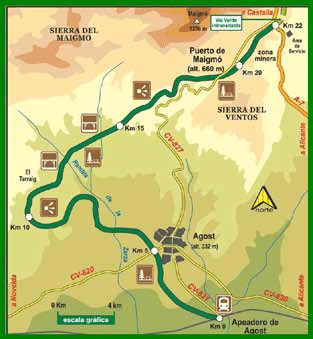 Mapa ruta vía verde agost-maigmó