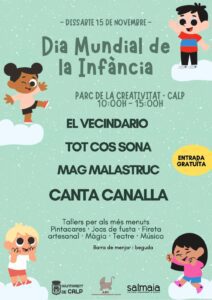 día mundial de la infancia en calpe 2025. Plan para toda la familia el 15 de noviembre