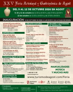 Programación: XXV Feria Artesanal y Gastronómica de Agost 2026